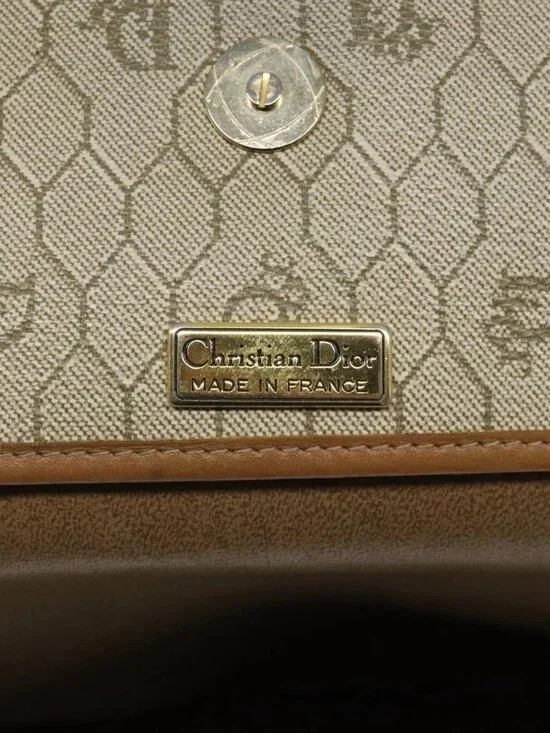 Christian Dior Honeycomb Canvas Shoulder Bag PVC Beige Gold Auth BA1892 - Picture 13 of 16